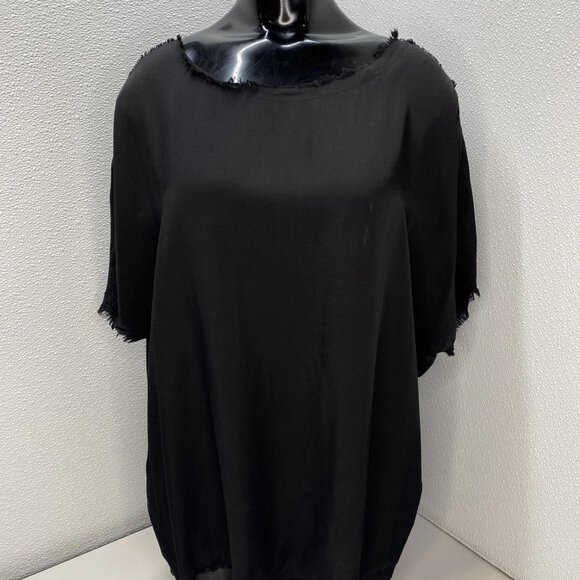 Sanctamuerte Women’s Girocollo Frayed-Trim Short Sleeve T-Shirt Black Size XS - Picture 1 of 11